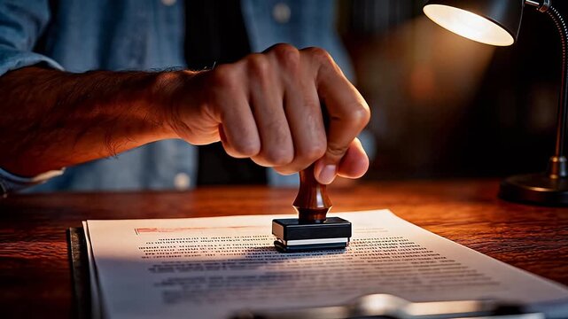 Hand stamping a document
