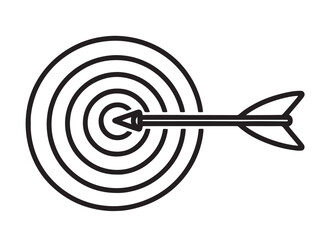 A black and white illustration of an arrow hitting the center of a target Vector