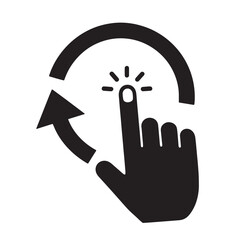 A hand pressing a button with a starburst symbol indicating a touchscreen interaction Vector