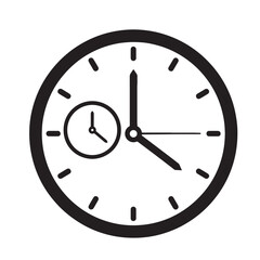 A graphic of a clock with a smaller clock inside it. Vector