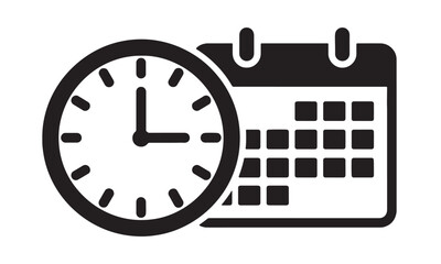 A clock and calendar illustration representing time management and scheduling Vector