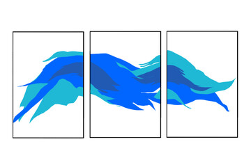 blue abstract background wall art in frame without background