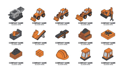 Construction Equipment Icons Set for Industry Use. © Fahri