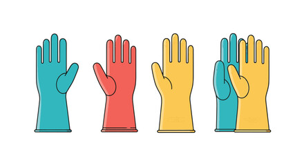 Obraz premium Rubber Gloves Line clean color concept illustration