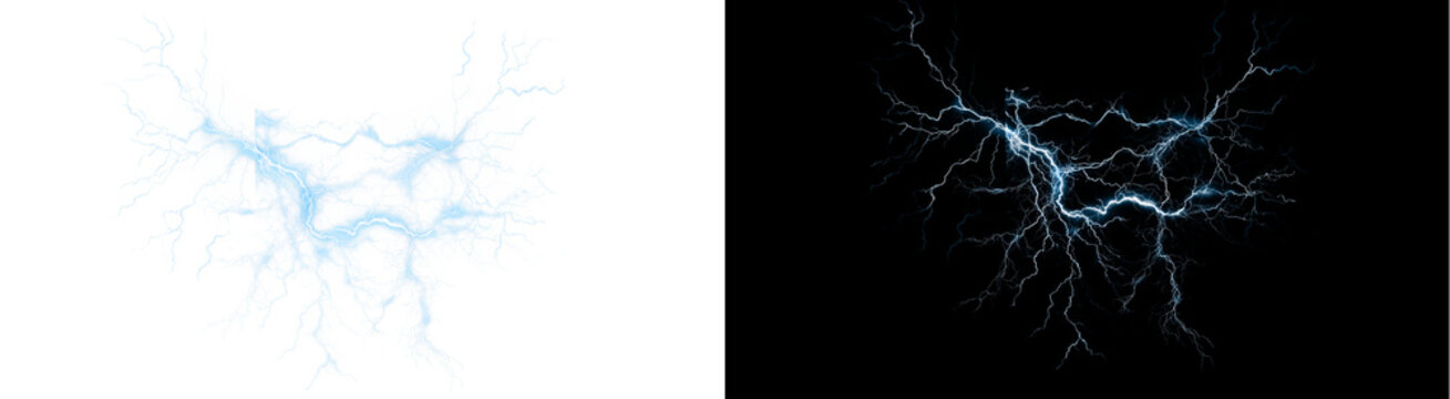 PNG image of Intense bright blue electrical discharge forming branching, crackling arcs against a dark void on transparent background