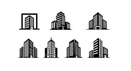 Fototapeta premium Flat Design Office Tower Logos