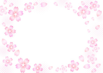 手描き　水彩 春の桜 シンプルフレームデザイン