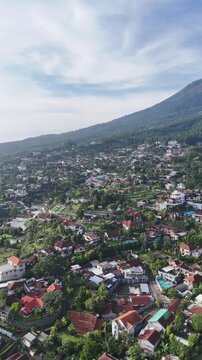 Aerial view  of mountine side village