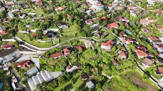 Aerial view of mounntaine side vila