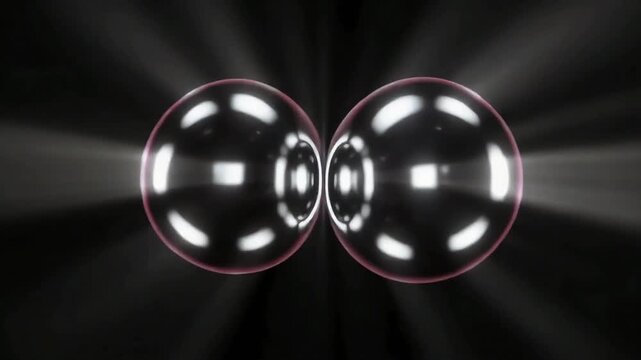 Dual antimatter spheres clashing repeatedly, each strike creating shockwaves of inverted light