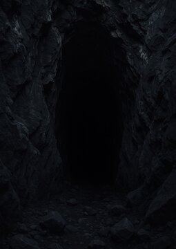 Dark mysterious rocky cave entrance