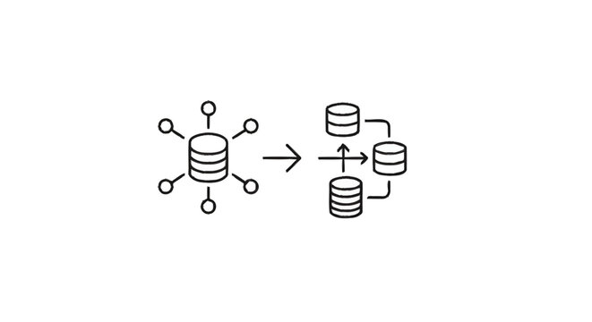 Database distribution and replication concept illustration.