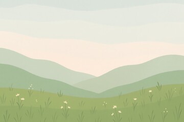 Naklejka premium Serene pastel landscape illustration