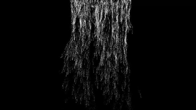 4K Waterfall Black Screen . showing the texture and motion of falling water. Water Failing Down on green screen motion graphic effect. Chroma Key Waterfall Cascade for VFX Compositing.