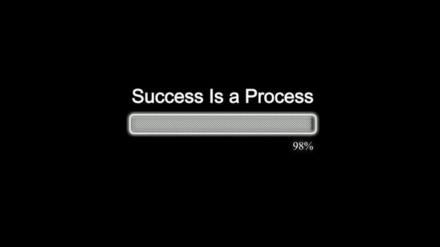 Digital loading bar graphic illustrating the concept that success is not instantaneous but a gradual ongoing process requiring patience and persistence