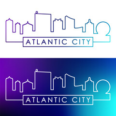 Atlantic city skyline. Colorful linear style. Single line. Editable vector file. © greens87