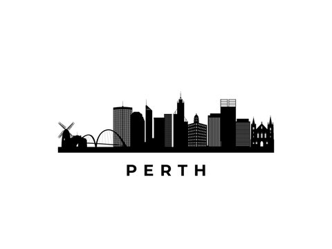 Vector Perth skyline. Travel Perth famous landmarks. Business and tourism concept for presentation, banner, web site.