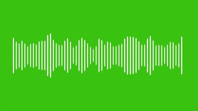 overlay music sound wave green screen background. white audio equalizer motion graphic. Line digital minimalist voice and soundtrack audio waveform equalizer 4k.