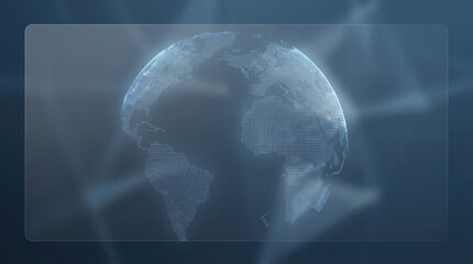 Obraz premium Digital globe world map global network data technology connection cyber blue background with dotted earth sphere, minimal corporate interface, cloud computing concept, business insight