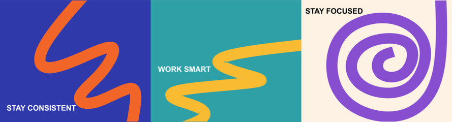 Vibrant abstract poster with flowing shapes in warm colors featuring colorful, fluid wavy lines for a dynamic, modern feel, motivational design typography for creative wall art © Jawa