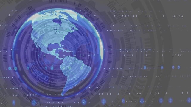 Abstract technology background. with Globe Earth Sphere Hologram Blue Animation.