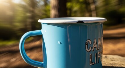 Blue Camping Mug in Natures Embrace.