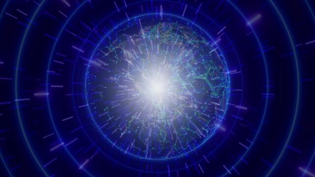 Abstract technology background. with Globe Earth Sphere Hologram Blue Animation.