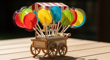 Colorful Lollipop Cart - A Sweet Treat Display.