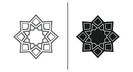 Black and white geometric floral shapes © PikseaArt