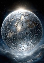 Cracked celestial sphere in space