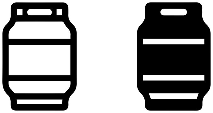 Two black and white icons of cornelius kegs for homebrew beer
