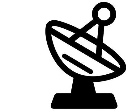 Doppler weather radar dish antenna icon black graphic symbol for meteorology and weather forecasting technology
