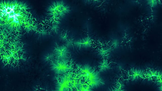 Green spreading mycelium network seamless loop. Organic abstract fractal background.