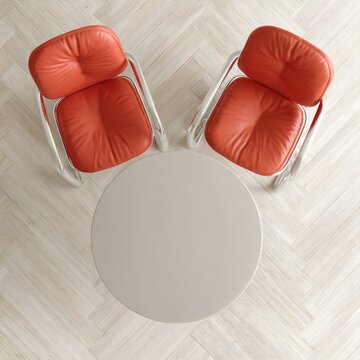Modern Chairs Over Wood Flooring - Top View