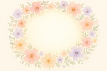 Obraz premium Pastel floral wreath illustration.