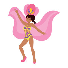 Carnival Dancer in Festive Costume. White background, isolate