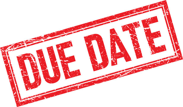 Grunge Red Rubber Stamp Impression of Text Due Date on White