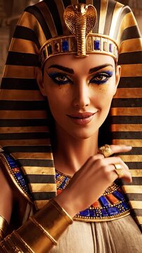 Woman in elaborate ancient Egyptian-inspired costume posing gracefully
