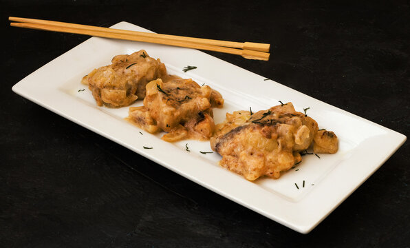 Fish baked in spiced batter