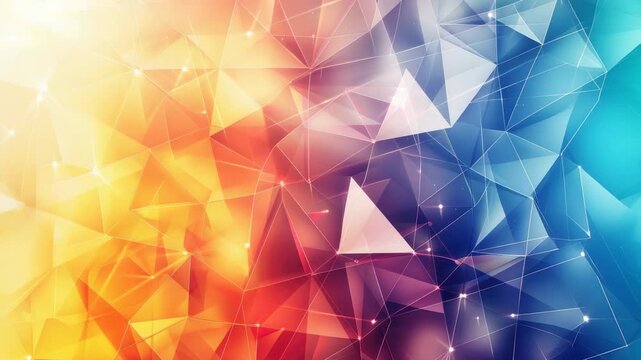 Abstract colorful background with geometric polygon design featuring spectrum of warm to cool hues
