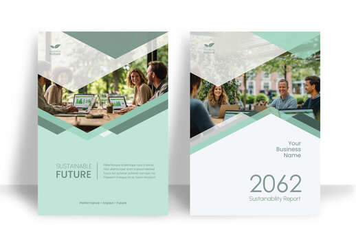 Modern Eco Friendly Sustainability Annual Report Cover and Company Profile Template.
