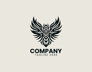 Obraz premium Abstract tribal winged symbol black vector logo illustration