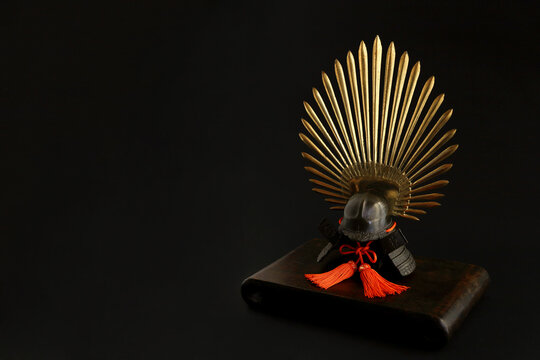 Still life photography of a miniature Toyotomi Hideyoshi helmet