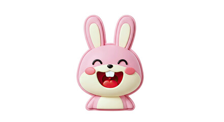 Obraz premium Cute Pink Bunny with Red Apple Mouth