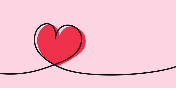 Hand drawn heart in line art style. Design for Valentine&rsquo;s Day, Mother&rsquo;s Day and Women&rsquo;s Day. Vector illustration