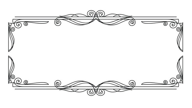 Minimalist vintage frame with delicate black scrolls and flourishes on the corners and edges for elegant document designs.