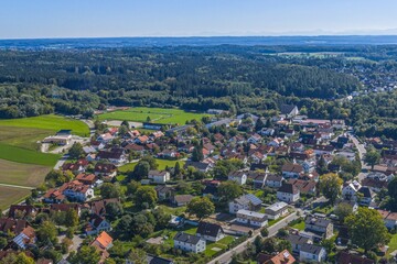 Das Alpenvorland n&ouml;rdlich des Ammersee rund um Geltendorf in Oberbayern aus der Vogelperspektive