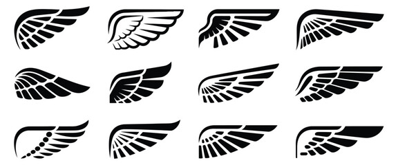 Fototapeta premium Eagle Wings Minimal Logo Icons Featuring Simplified Silhouette Design