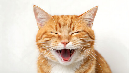 Obraz premium Orange cat with open mouth