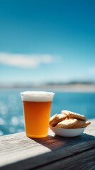 Fototapeta premium Beer and Cookies by the Sea